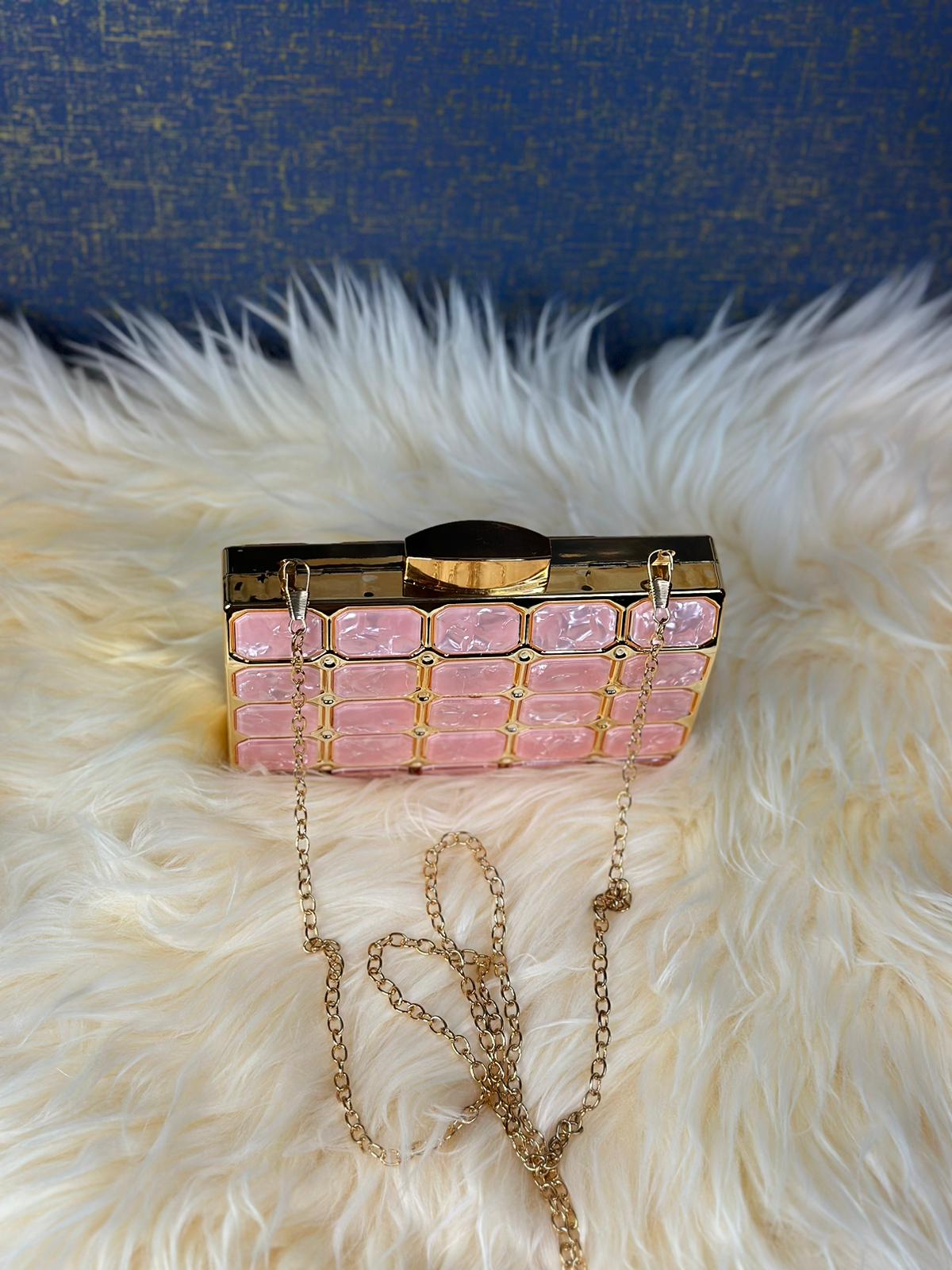 Popular Pink Rhinestone Clutch