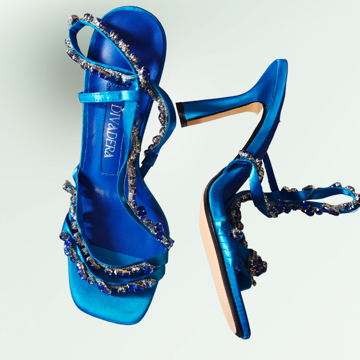 Dera Rhinestone Heels  Blue